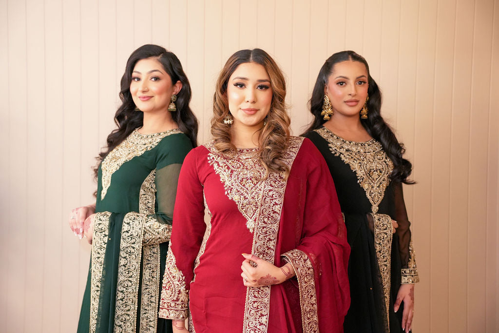 Ruby Aura embroidered chiffon suit