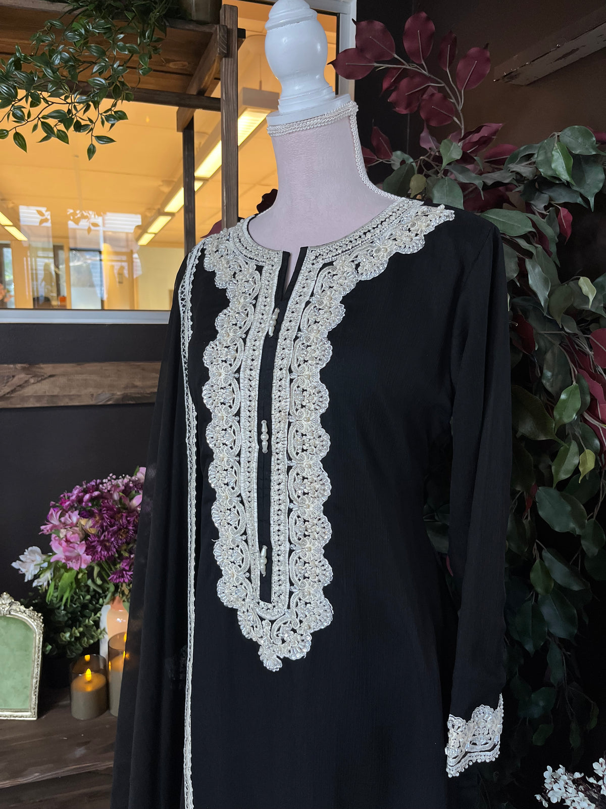 Celeste Contrast Embroidered Suit