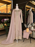 Golden Blush Chiffon Suit
