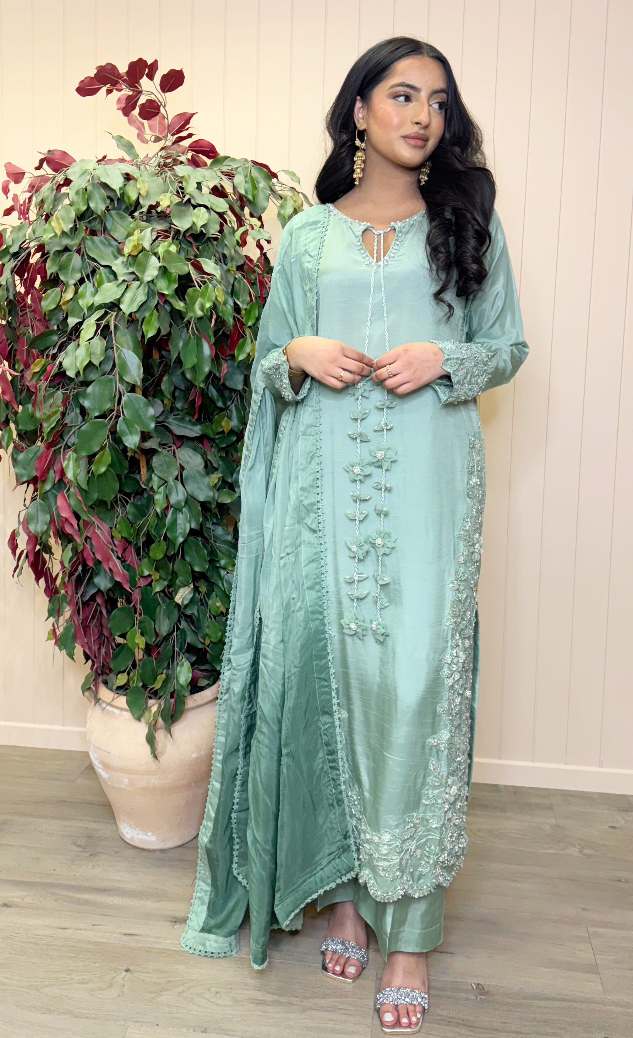 Zaria Pearl - Premium SilQ 3 pcs embroidered suit