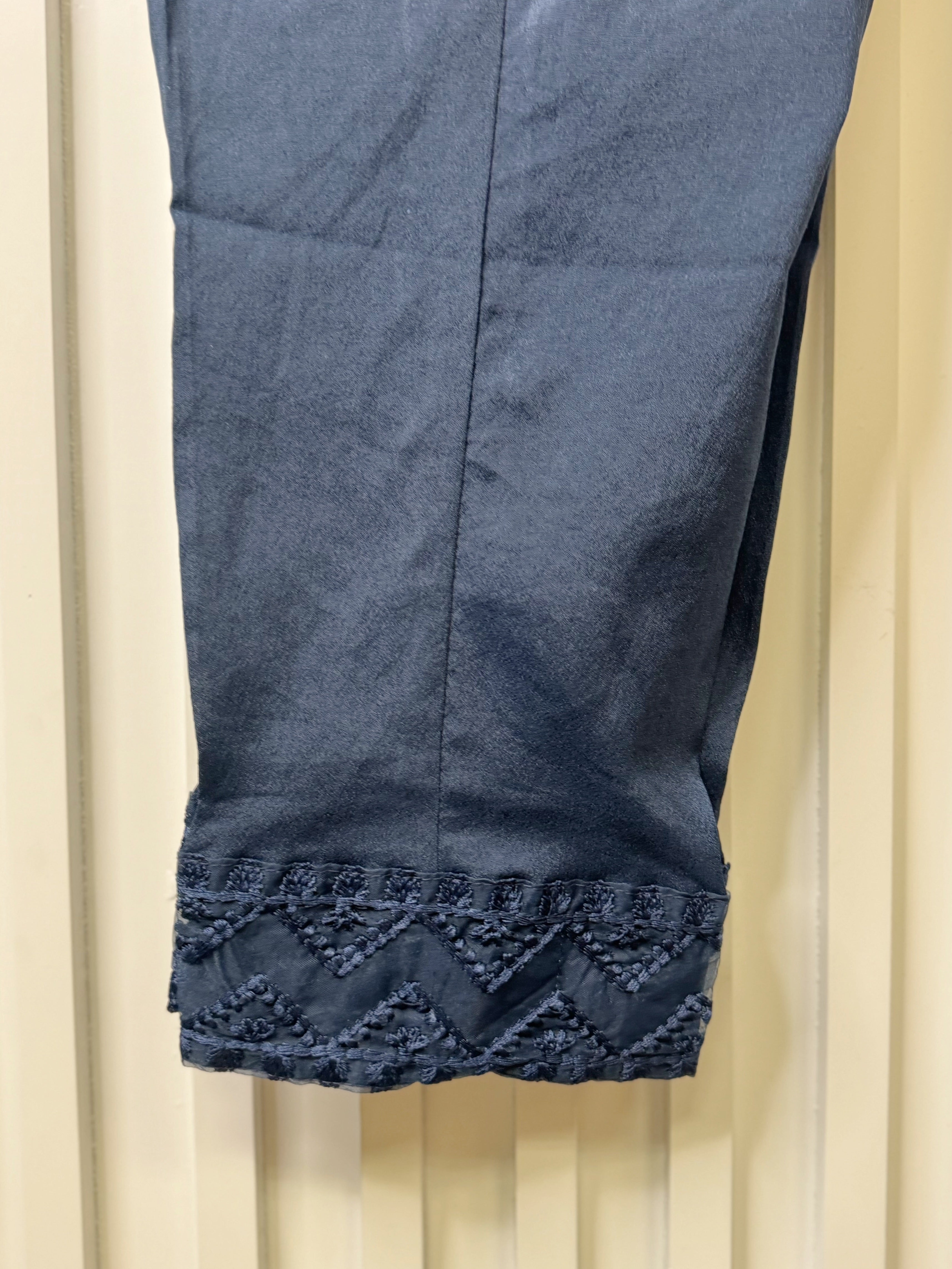 Navy Blue Embroidered Chiffon Dress