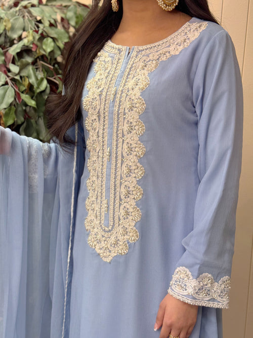 Celestine Blue Chiffon 3 pcs