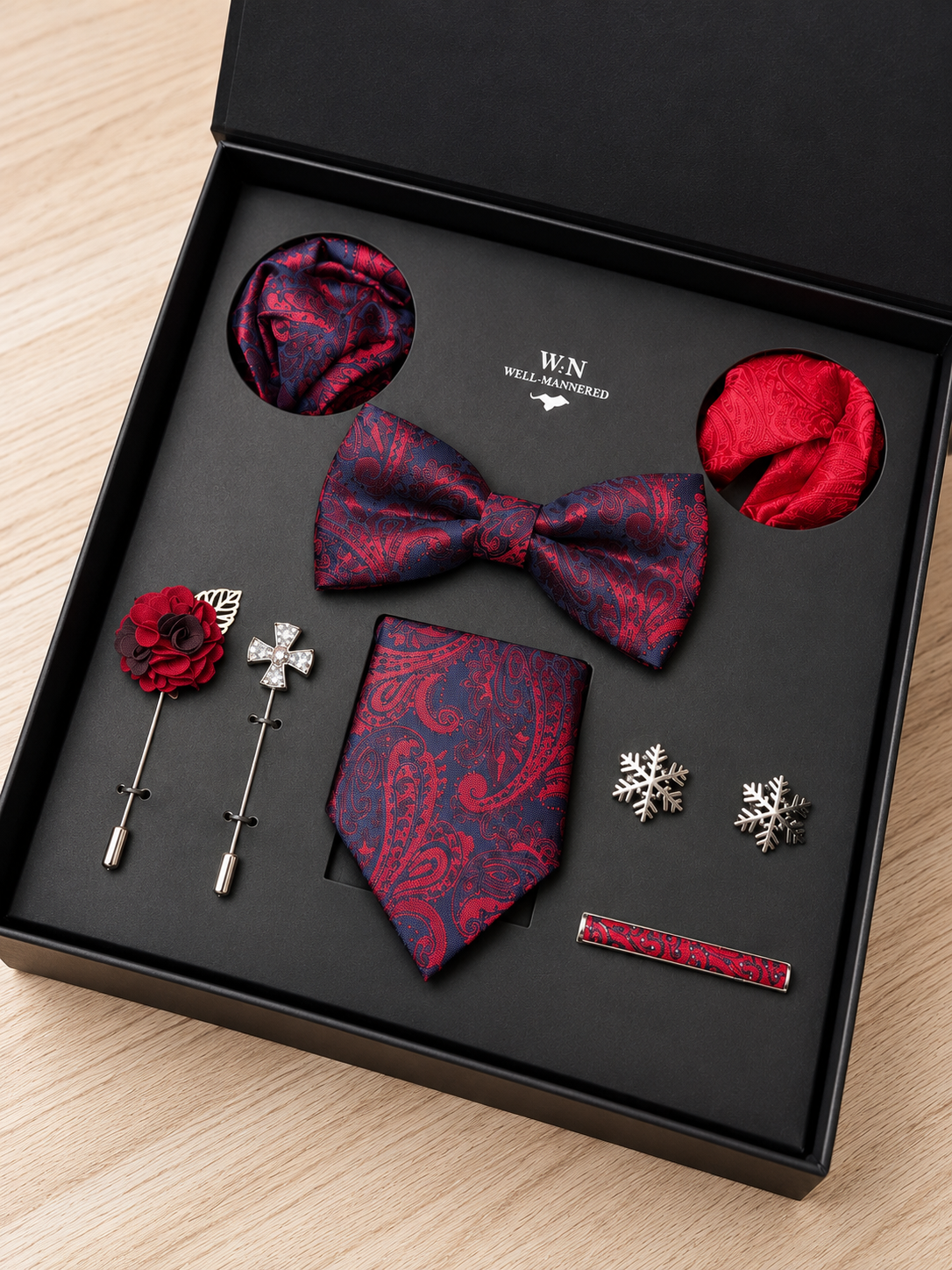 Well-Mannered – Burgundy Royale Paisley Gift Set
