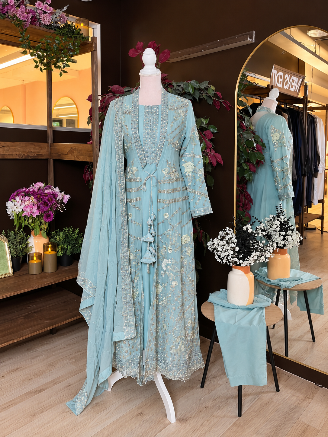 Blue Jharokha Formal Suit