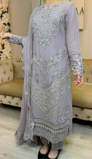 Hand Embellished chiffon - 1