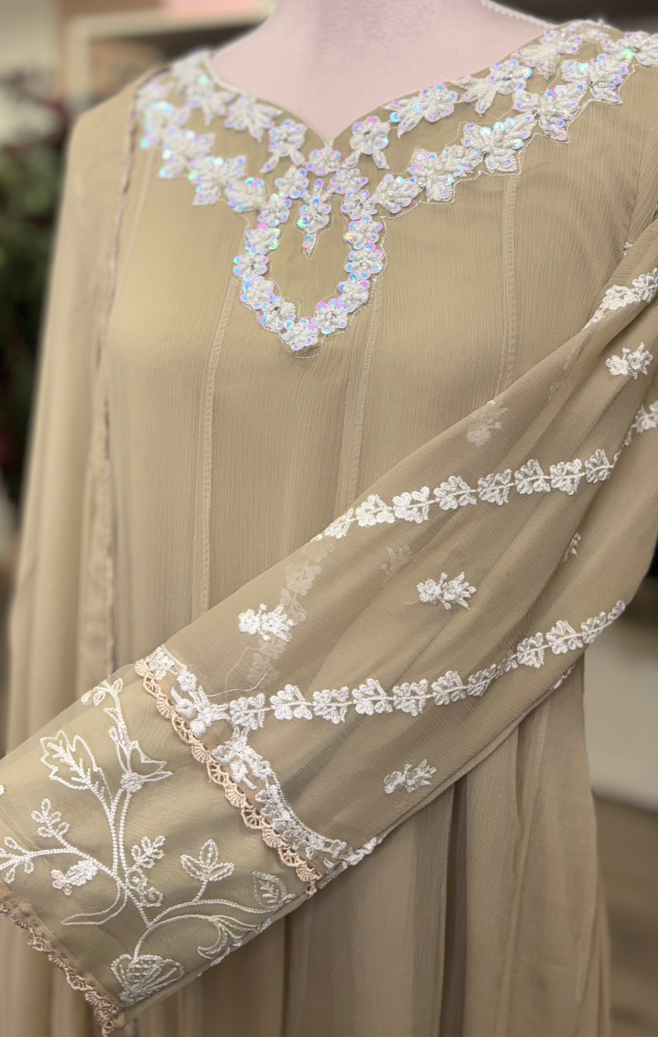 Sahara Pearl Chiffon Gown