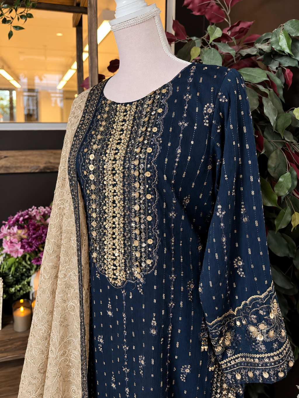 Sapphire Dusk Embroidered Suit