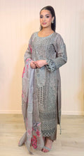 Silver Aara – Silk Chikankari Suit