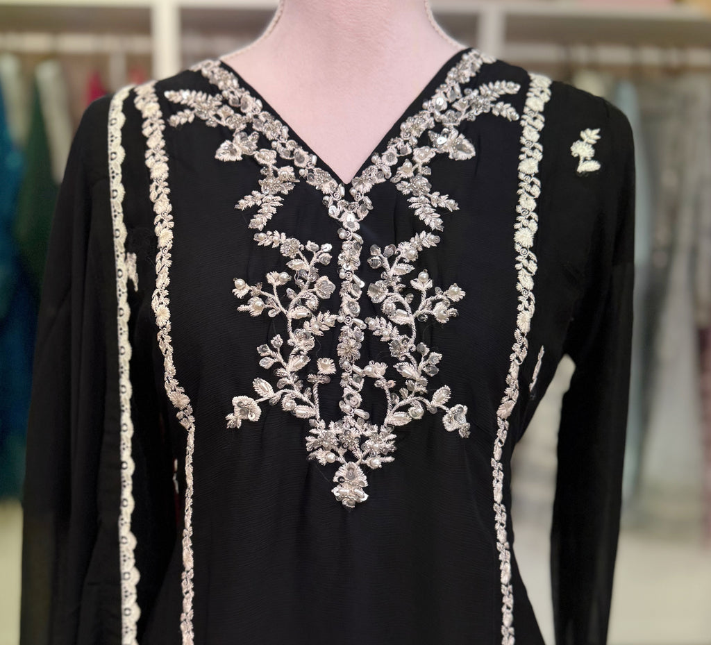 Midnight Noor Chiffon Embroidered Suit