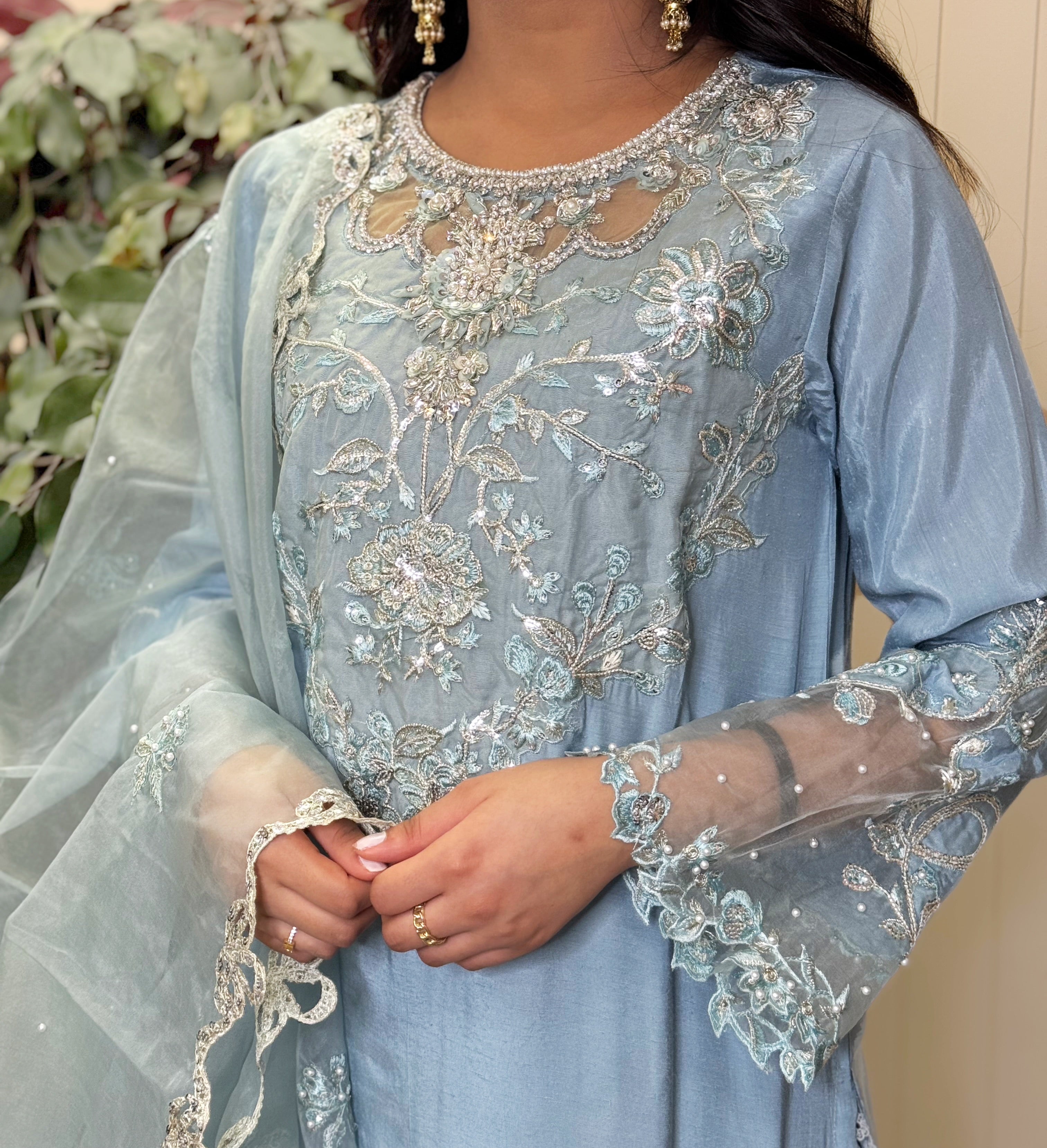 Celestia Blue - SilQ 3pcs embroidered suit