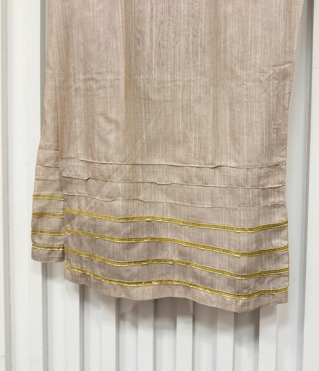 Golden Blush Elegance – Embroidered Chiffon Ensemble