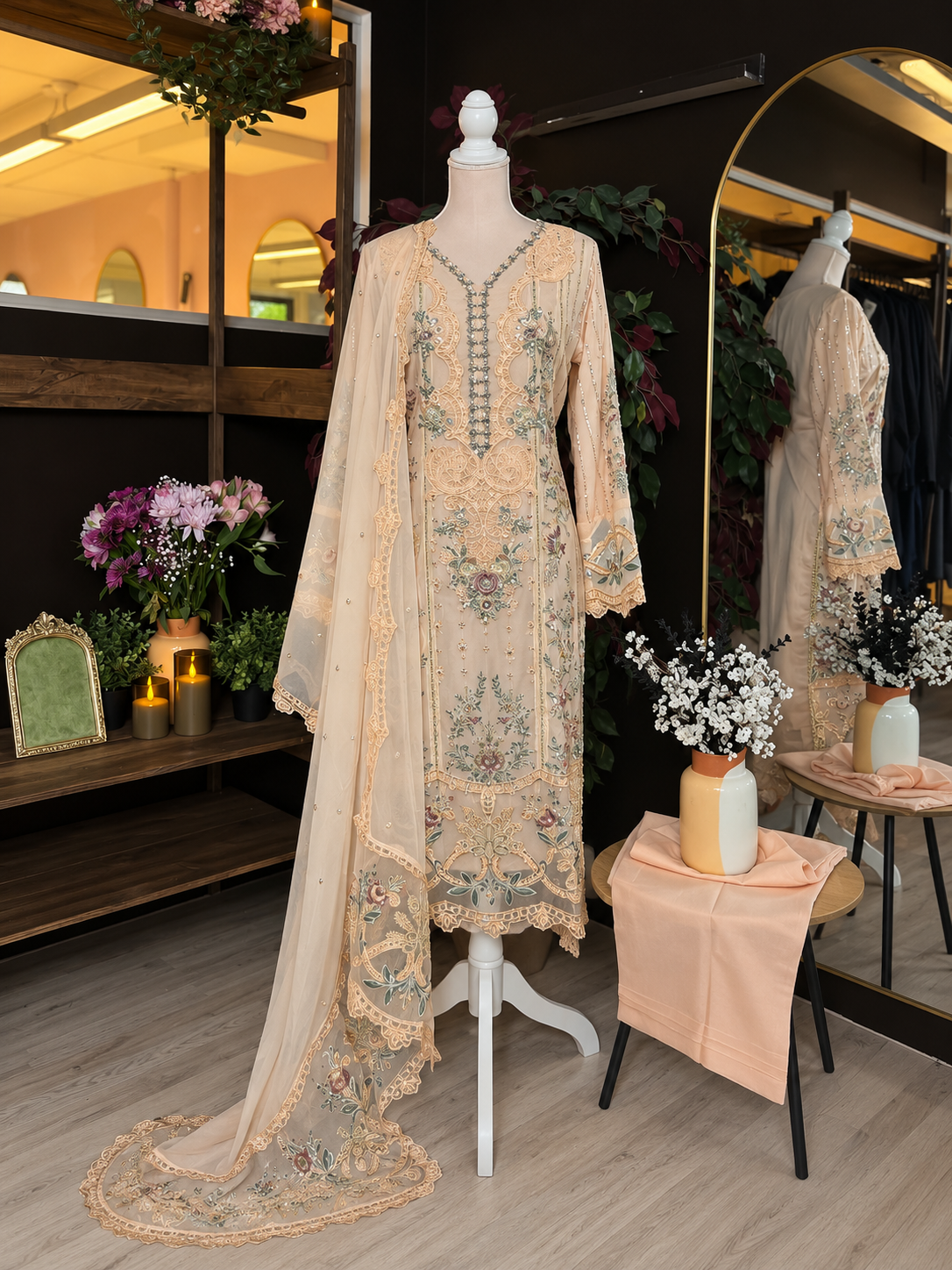 Vintage Bloom Embroidered Suit
