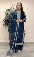 Nocturne Navy - SilQ 3 pcs embroidered suit