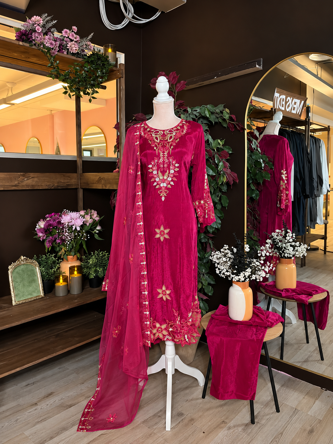 Gilded Bloom Silk Suit