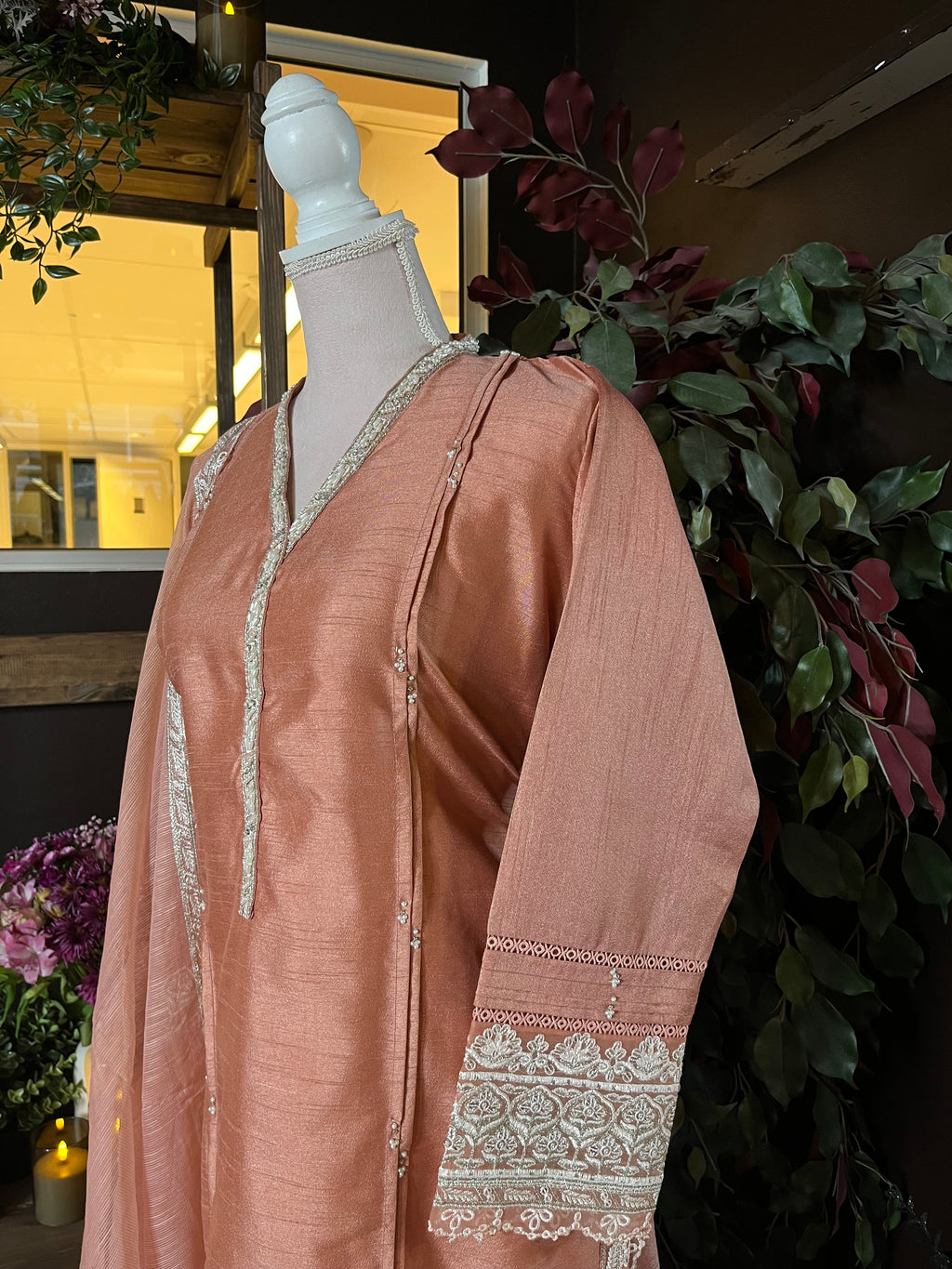 Sunset Peach Raw Silk Suit