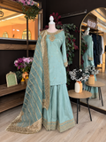 Mint Gold Sharara Suit