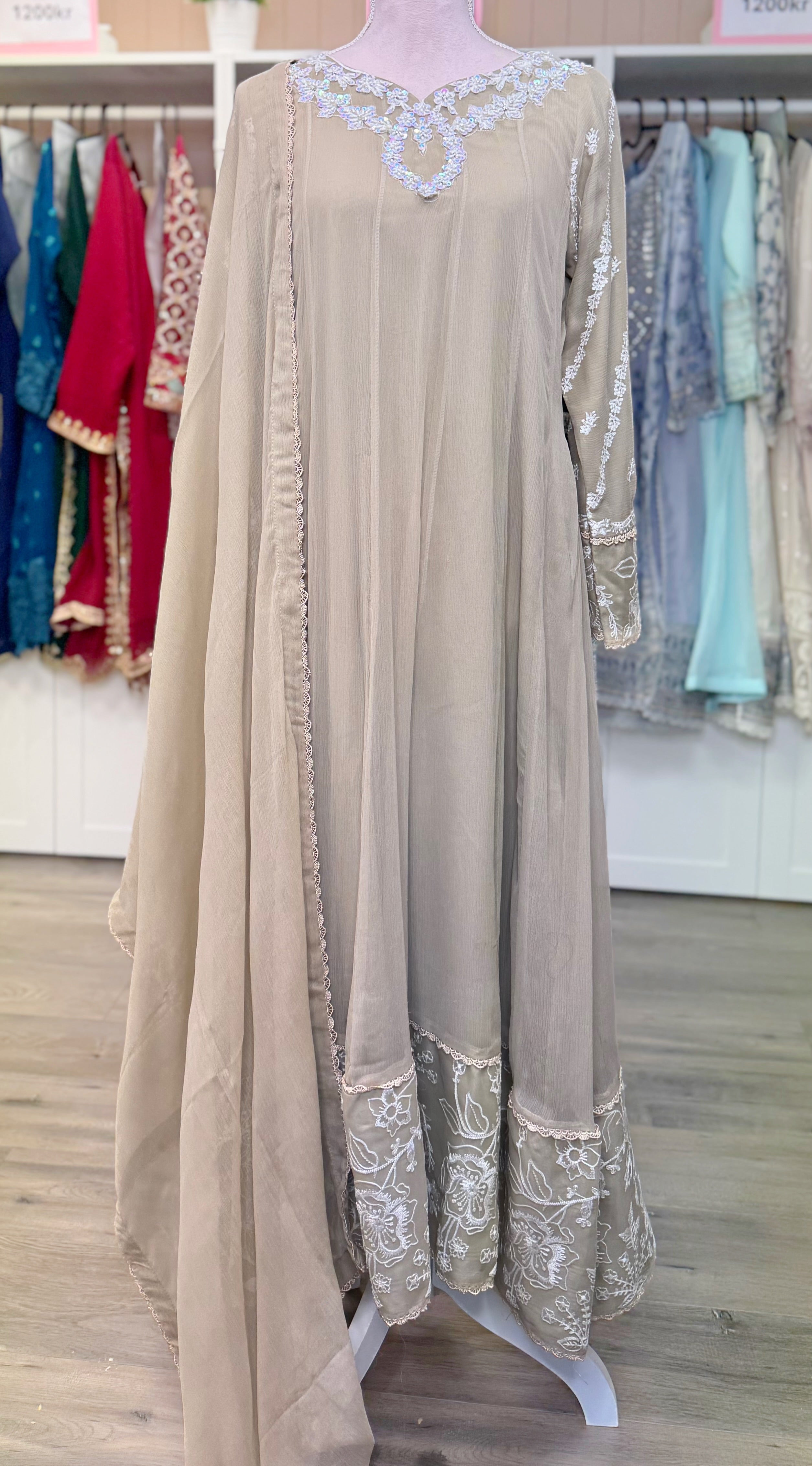 Sahara Pearl Chiffon Gown