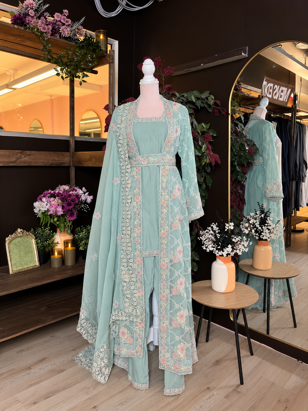 Aqua Gulab Jacket-Style Suit