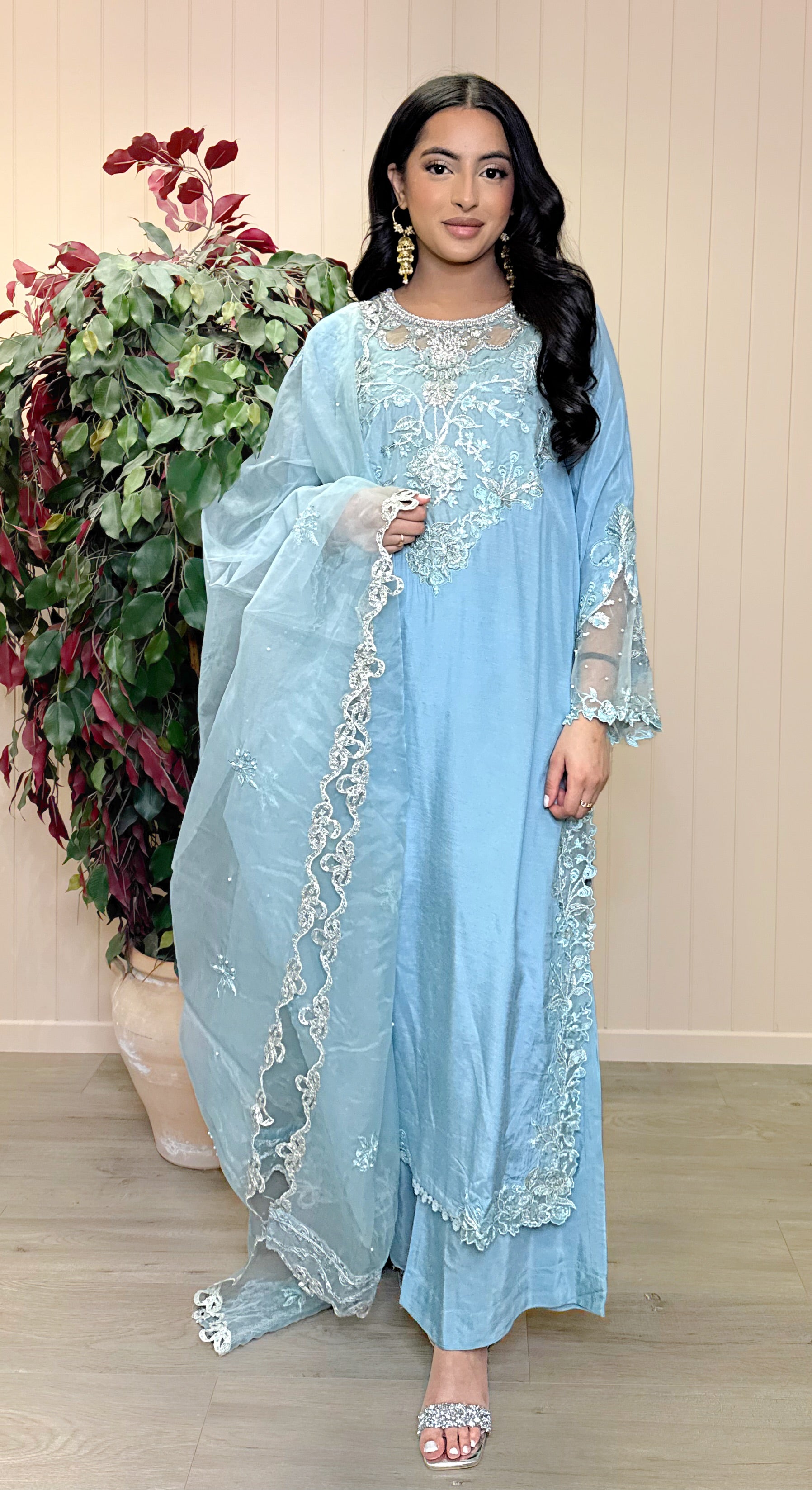 Celestia Blue - SilQ 3pcs embroidered suit
