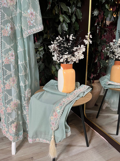Aqua Gulab Jacket-Style Suit