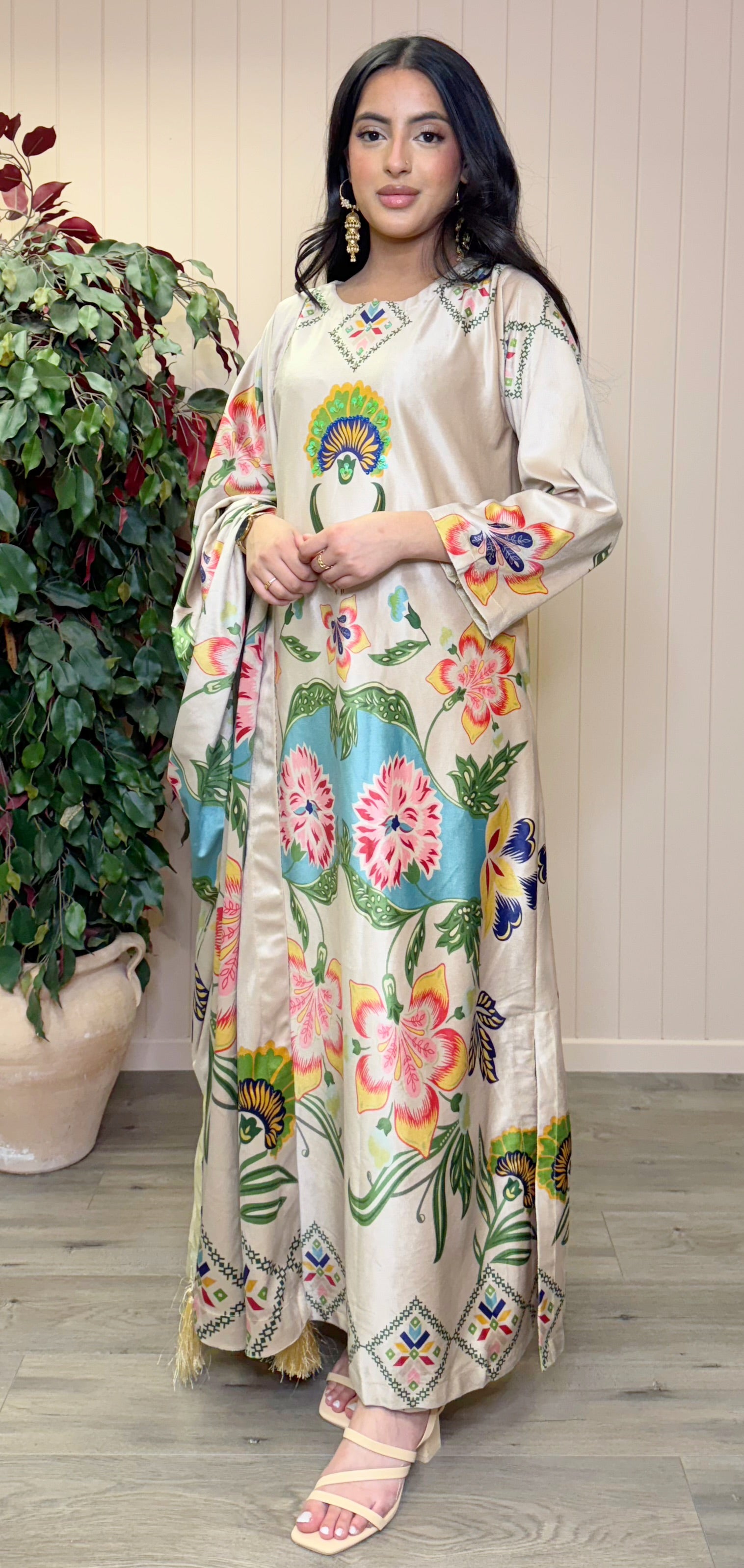 Luminous Garden Printed Velvet