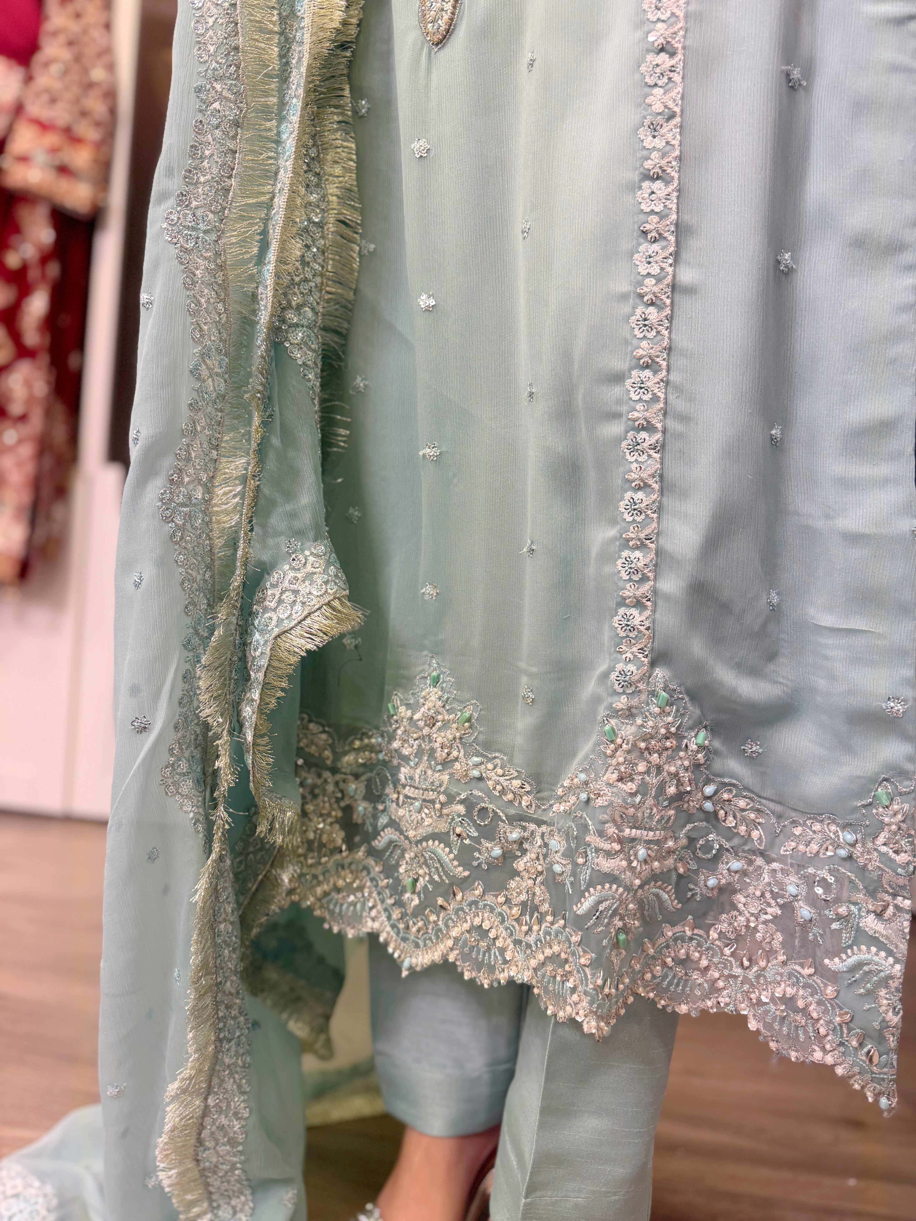 Mint Royale Embroidered Chiffon Suit