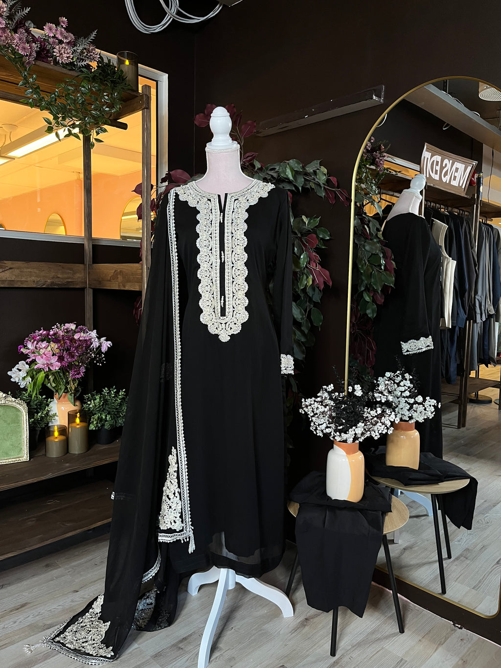 Celeste Contrast Embroidered Suit