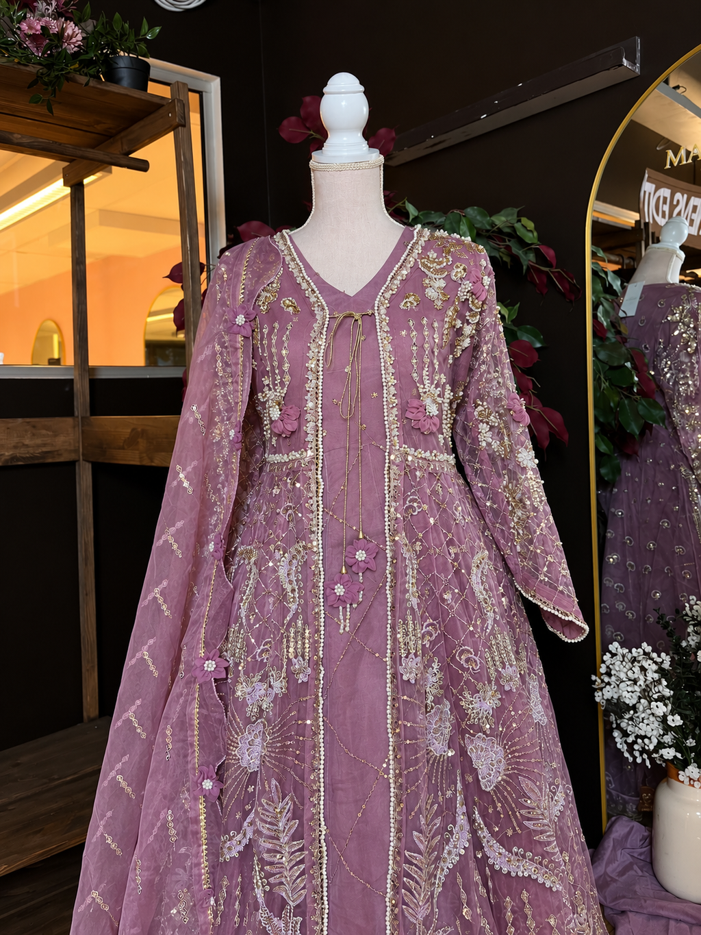 Mauve Blossom Maxi Dress
