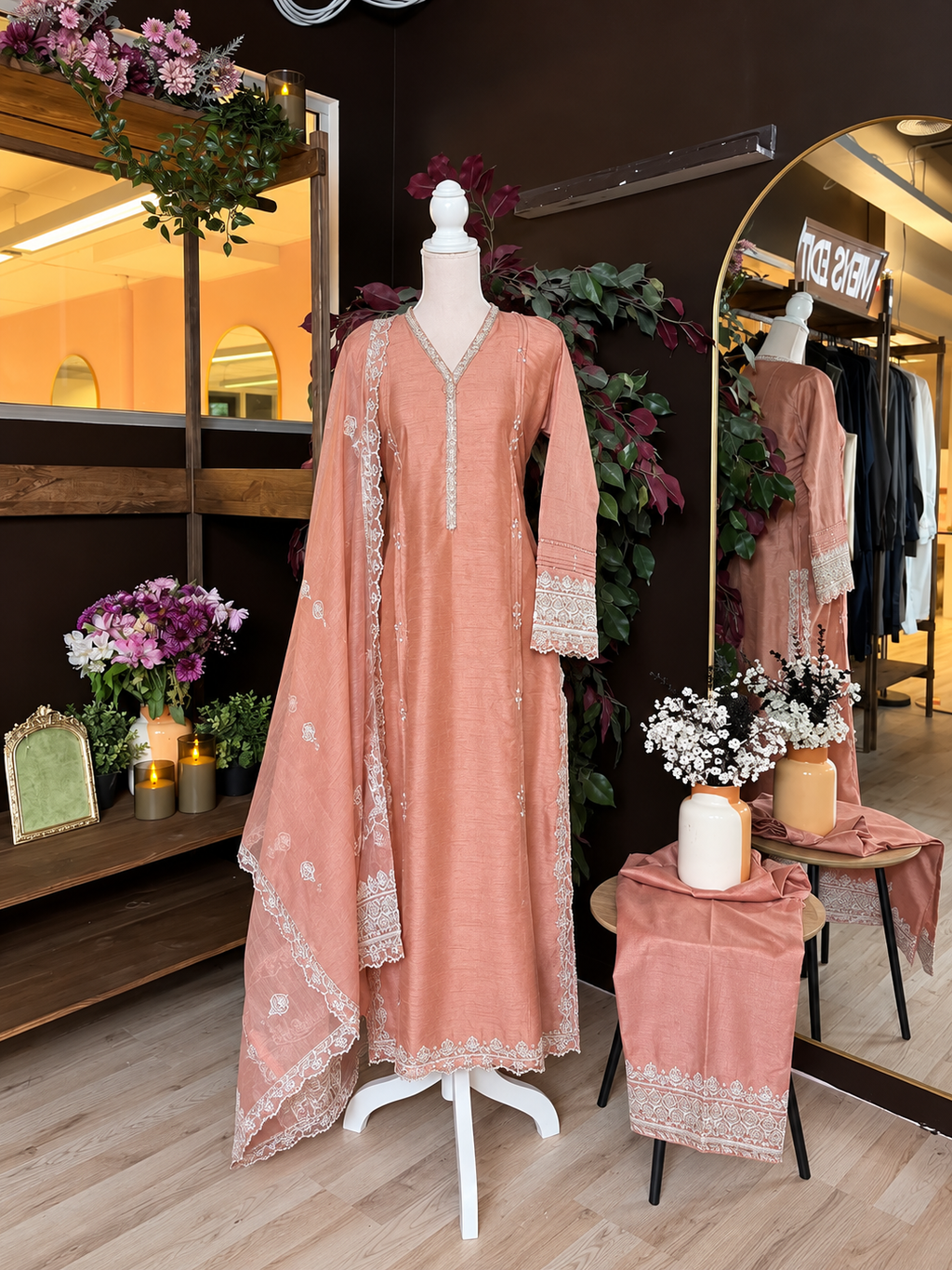 Sunset Peach Raw Silk Suit