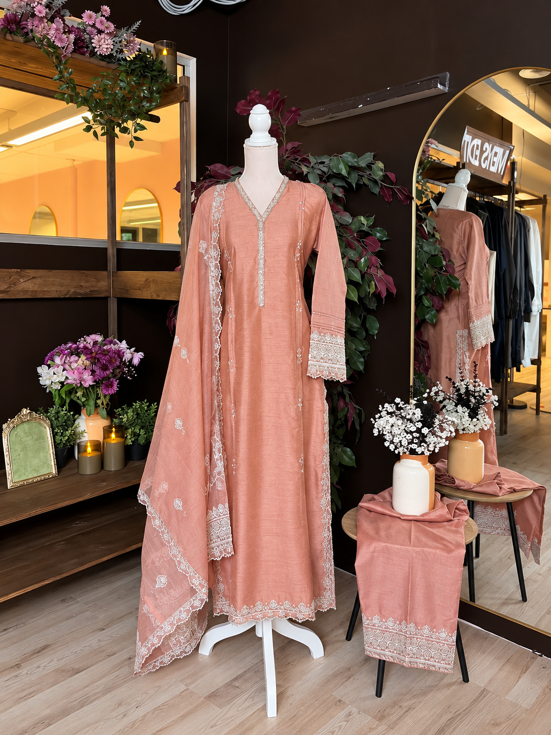 Sunset Peach Raw Silk Suit
