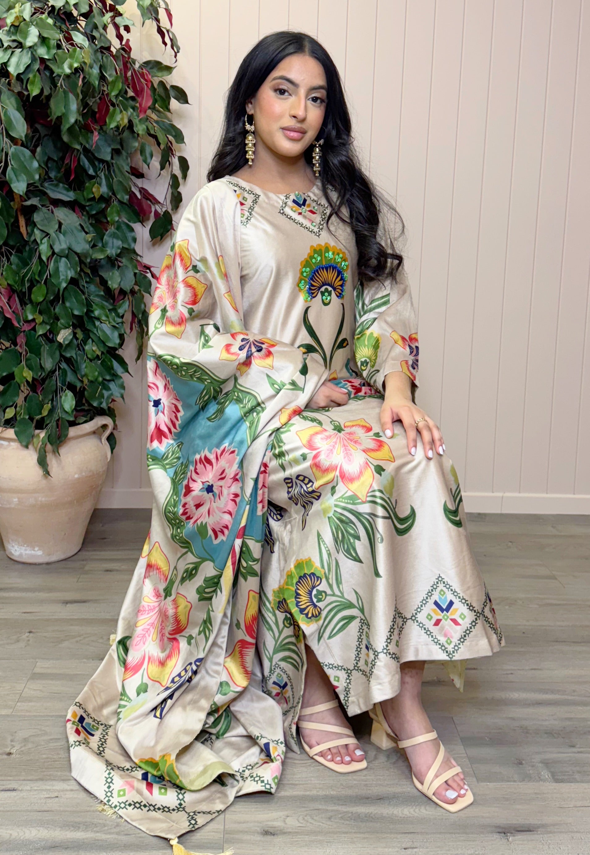 Luminous Garden Printed Velvet