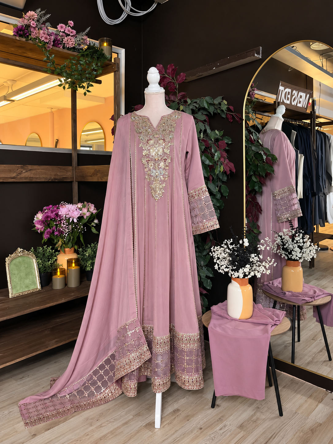 Rosé Royale Embroidered Dress