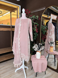 Floral Grace Blush Pink Chiffon Suit
