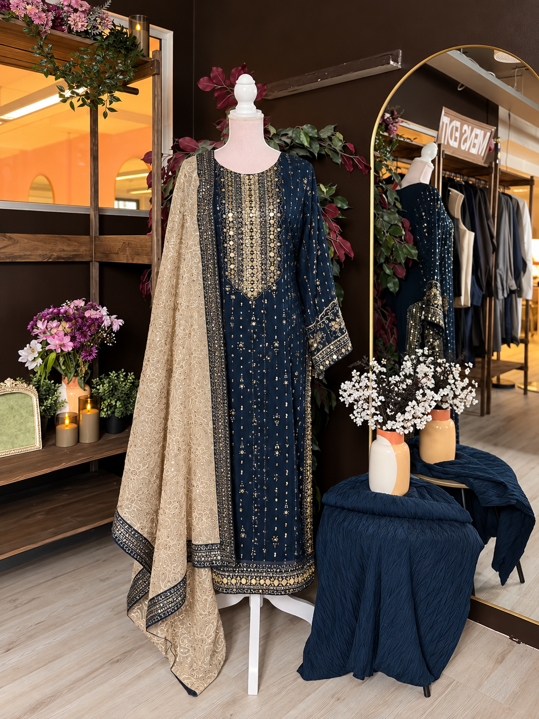 Sapphire Dusk Embroidered Suit