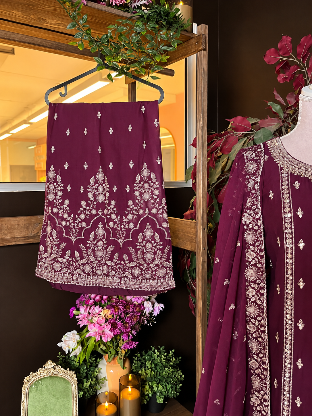Plum Embroidered Suit