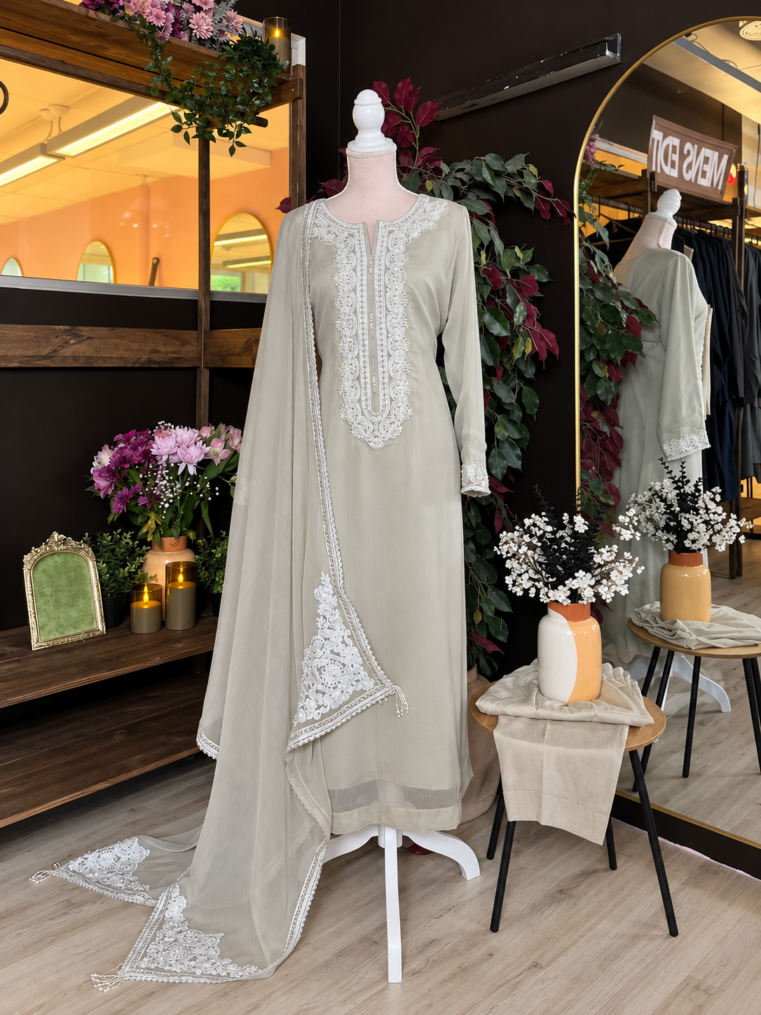 Pistachio Haze Embroidered Suit