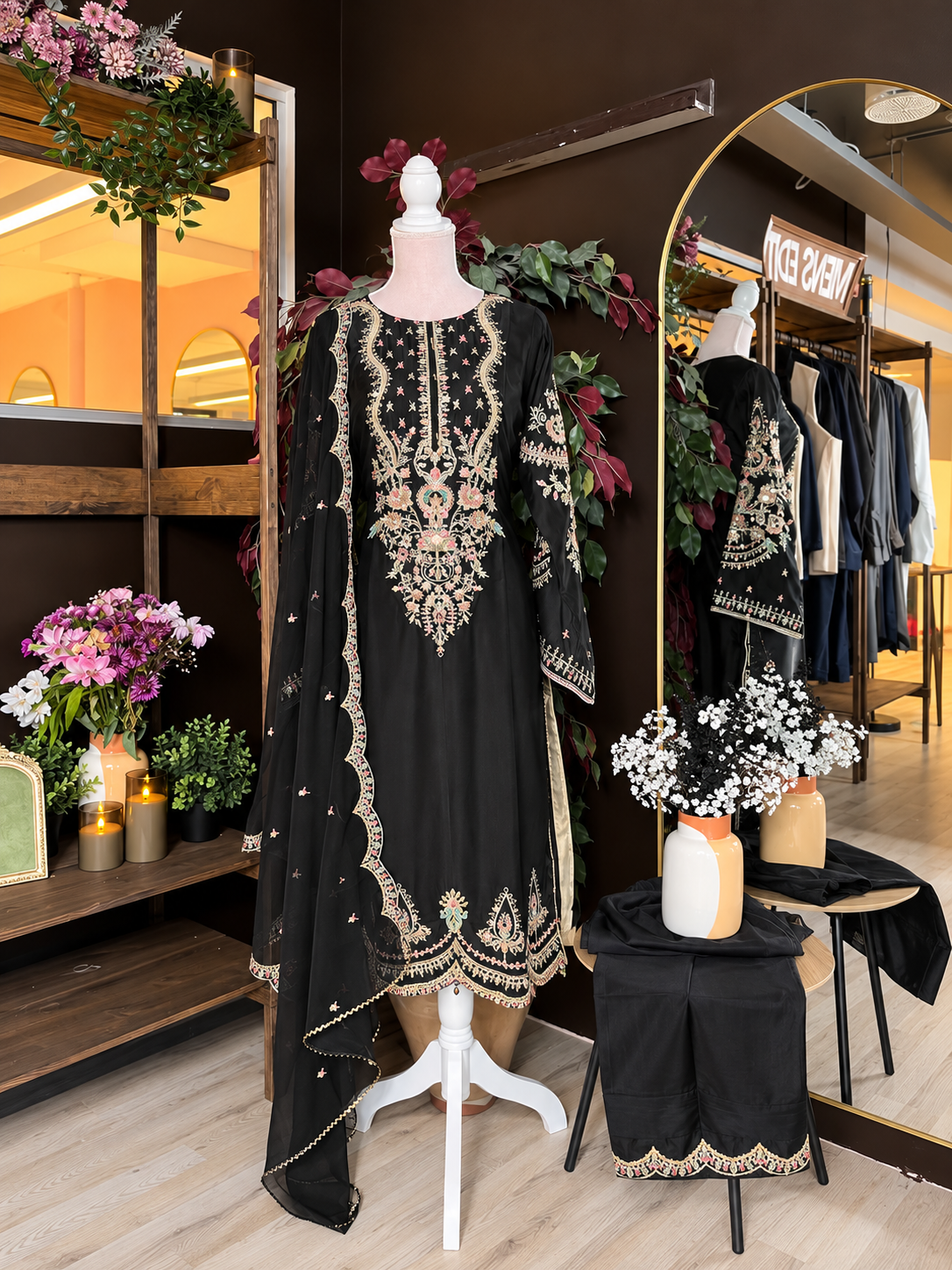 Meherbaan Noir Silk Suit