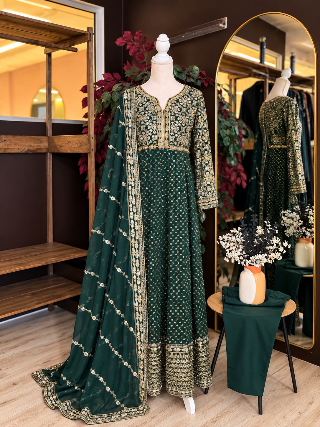 Emerald Royale Embroidered Maxi
