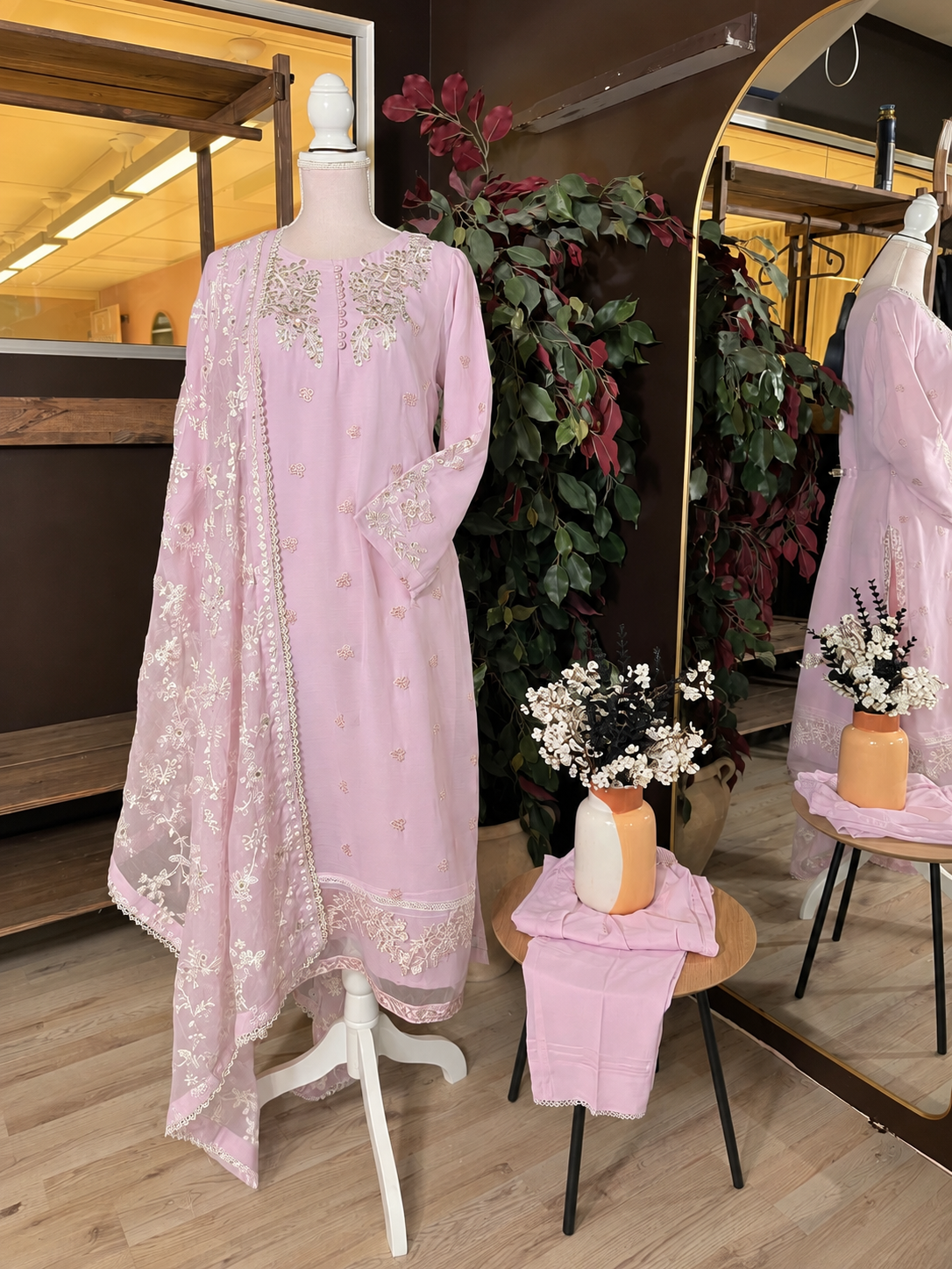 Roselle Embroidered Chiffon Suit