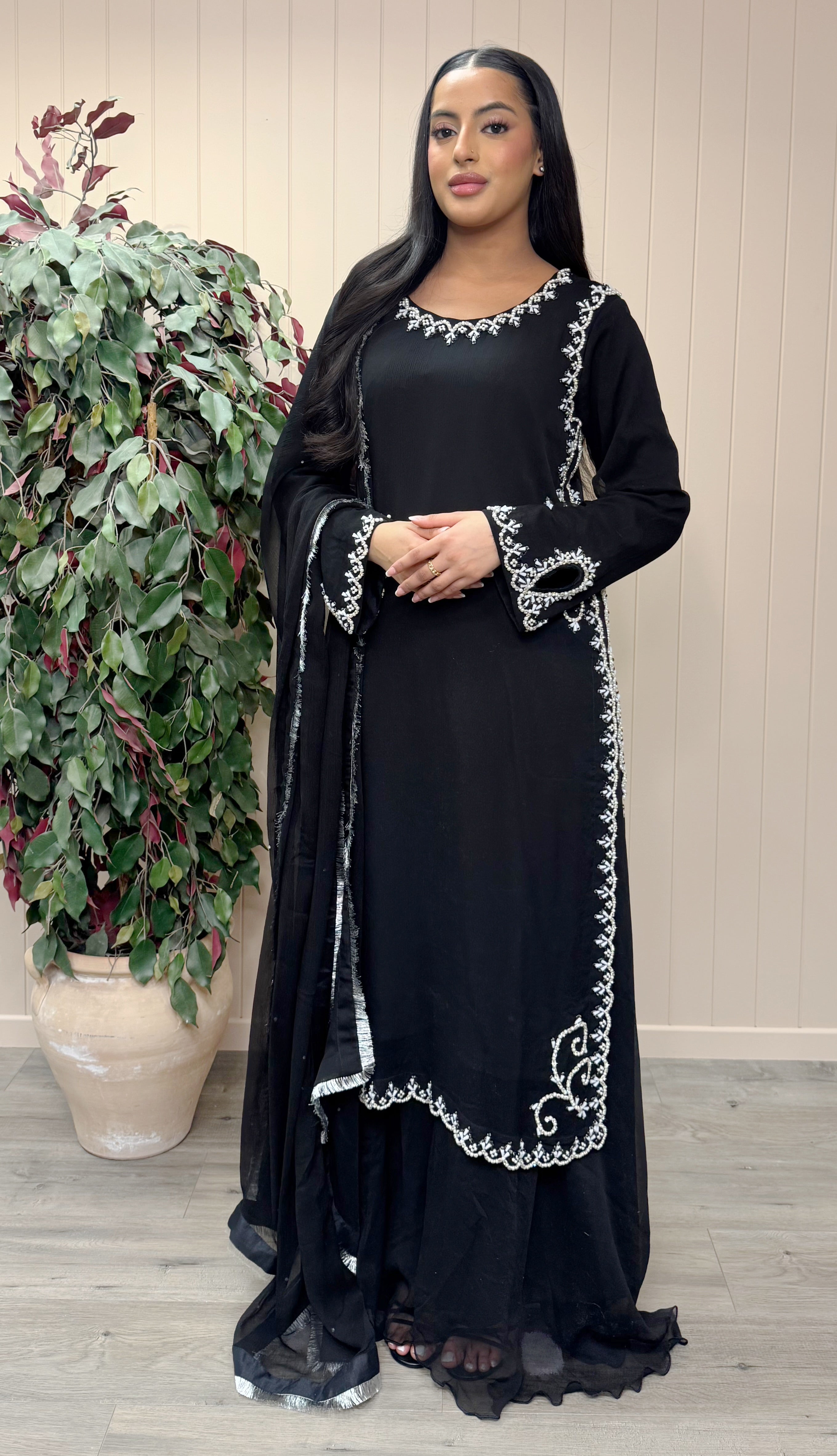 Midnight Noir Chiffon Suit