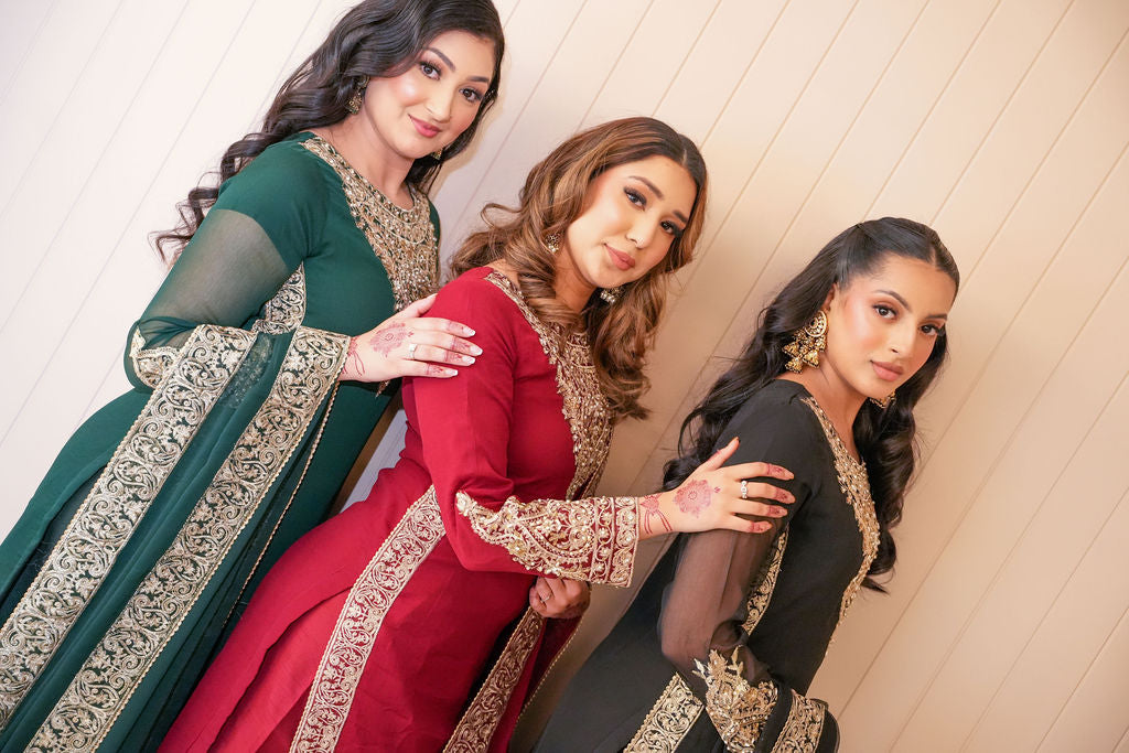 Ruby Aura embroidered chiffon suit