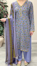 Lavender Charm Printed Linen Suit