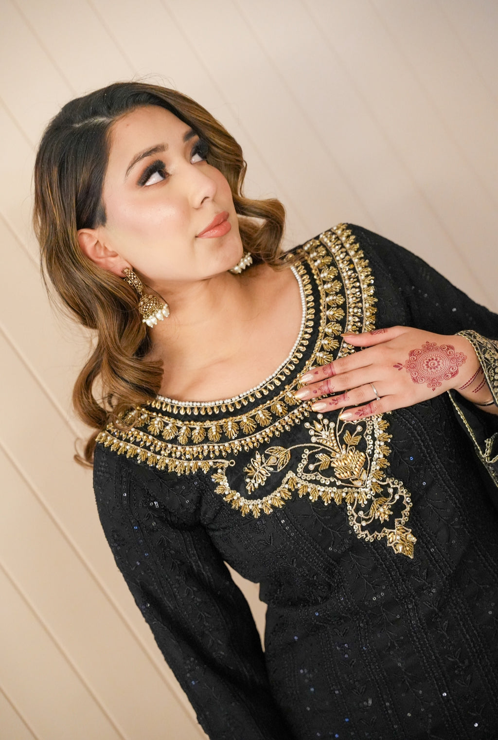 Royal Noir – Embroidered Chiffon Outfit