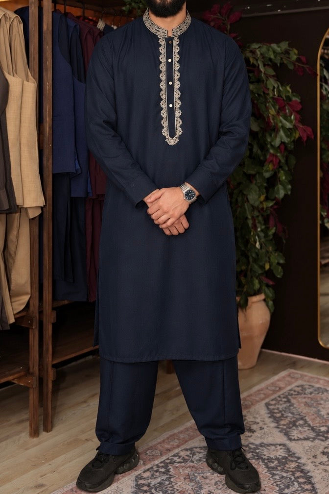 Midnight Royale – Embroidered Jacquard Shalwar Kameez