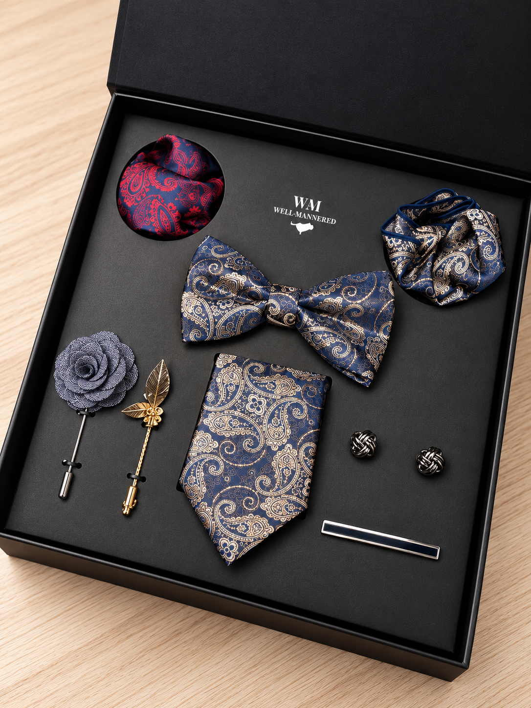 Well-Mannered – Midnight Blue Paisley Gift Set