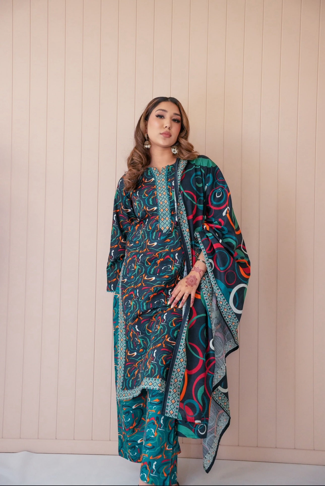 Emerald Muse printed khaddar suit